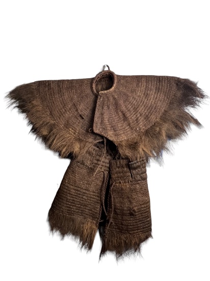 Antique Japanese Asian bamboo or coconut raincoat