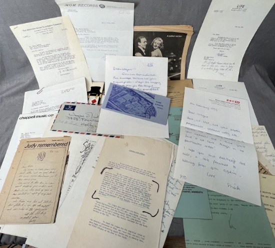 Wayne Martin, Judy Garland, other Hollywood related memorabilia papers epherma