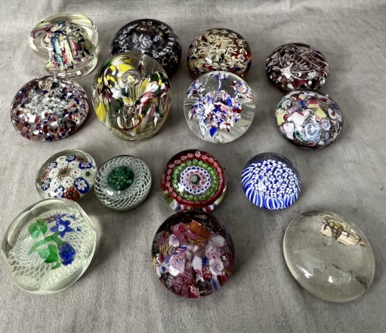 Antique vintage art glass paperweight collection lot