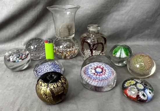 Antique vintage art glass paperweight collection lot