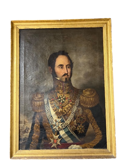 Antique Oil Painting Portrait Of General Baldomero Espartero 1793-1879