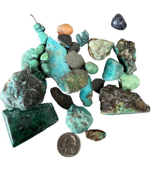 Vintage old turquoise stone loose collection jeweler dealer Collection lot