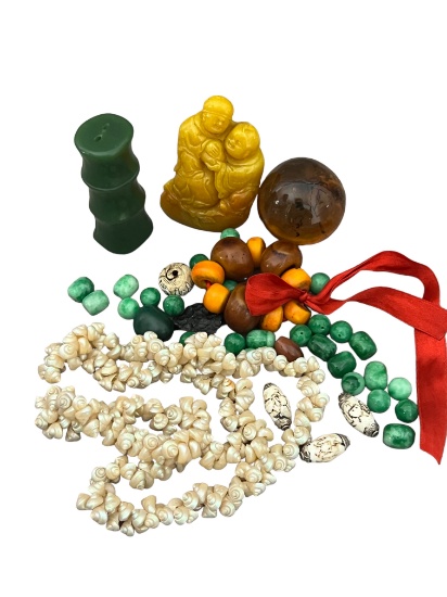 Vintage jewelry collection lot necklace Jade beads Amber