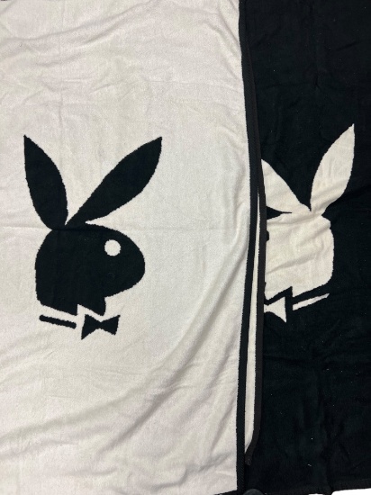 Vintage playboy bunn playmate blanket with playboy tag lot of 3 blankets