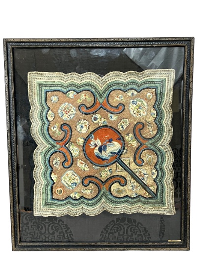 Antique Chinese silk embroidery framed