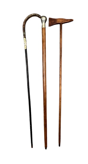 Antique vintage walking stick Cane collection lot of 3 pieces