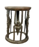 African Cameroon bronze Figural tribal side table
