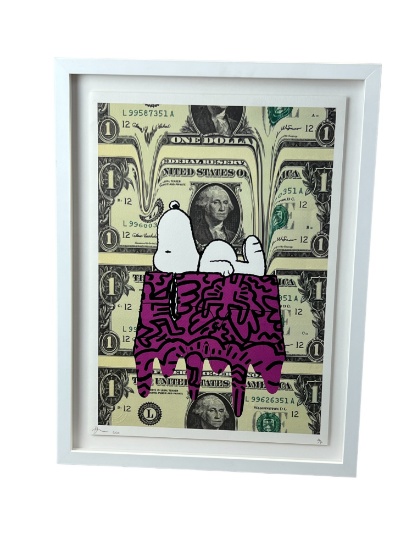 Snoopy money by Death NYC screen print graffiti art signed artist proof AP