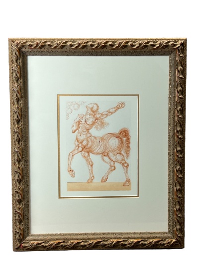 Salvador Dali etching framed size including frame, 19" x 24"