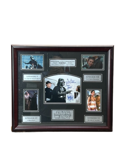Star Wars signed Carrie Fisher Dave Prowse Darth Vader Princess Leia 8 x 10 photo framed with COA au