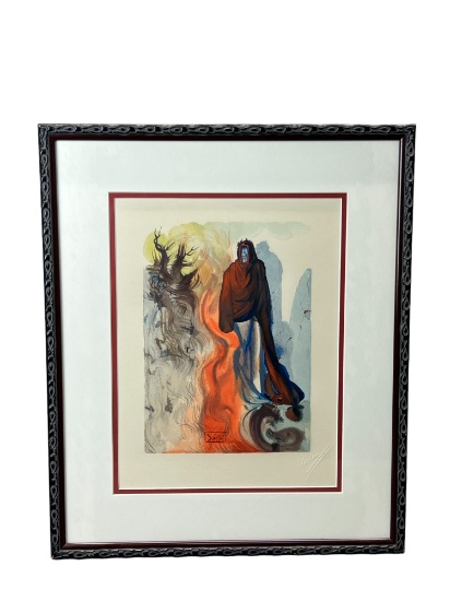 Salvador Dali original etching signed into plate, size including frame 15 1/2" x 18 1/2"