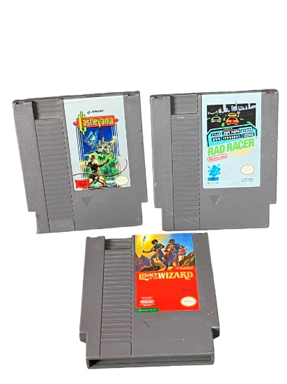 Nintendo NES Vintage Game Collection Lot Castlevania Rad Racer Wizard