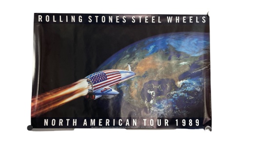 Vintage Original 1989 Rolling Stones Steel Wheels North American Tour Poster