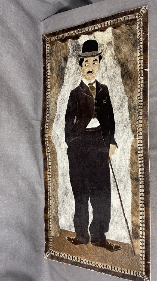 Charlie Chaplin Cow Hide Collage Art