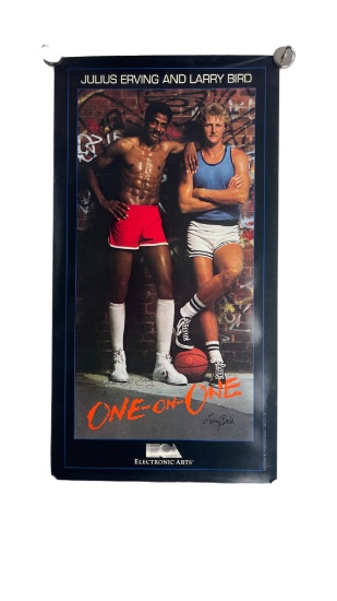 Vintage Original Julius Erving and Larry Bird One-On-One Poster