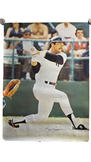 Vintage Original Reggie Jackson Swinging Signature Poster