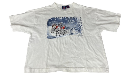 Vintage Hanes USA Olympics Looney Tunes Bugs Bunny/Taz Cycling T-Shirt