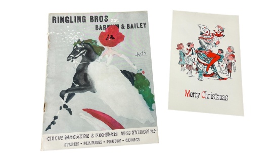 Ringling Bros. and Barnum & Bailey Christmas Card and 1956 Circus Magazine & Program