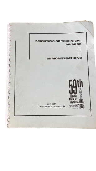 Vintage 1986 59th Annnual Academy Awards John Hora Scientific or Technical Awards Demonstrations