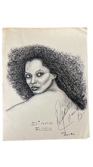 Terry Baldwin Vintage Diana Ross Lithograph Print Signed by Diana Ross