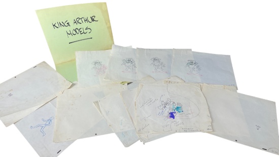 Vintage Captain Crunch and Rocky and Bullwinkle Animation Drawing Original Art Collection