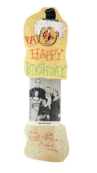 The Munsters Signed Birthday Card with Drawing Doodle