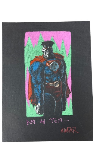 Superman Comic Art Sketch Drawing Signed by Matt Wagner