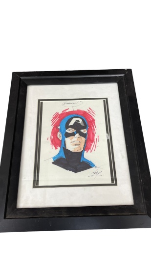Marvel Captain America Signed Color Sketch