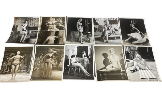 Vintage 1950's Original Burlesque Nude Pin Up Model Risque 8x10 Black and White Photographs