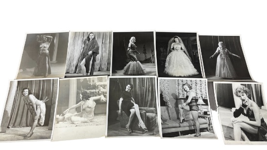 Vintage 1950's Original Burlesque Nude Pin Up Model Risque 8x10 Black and White Photographs
