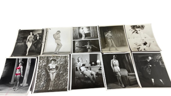 Vintage 1950's Original Burlesque Nude Pin Up Model Risque 8x10 Black and White Photographs