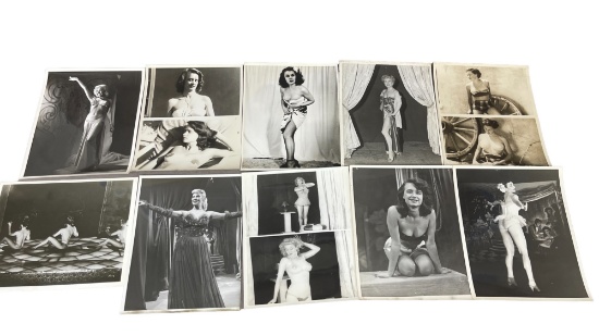 Vintage 1950's Original Burlesque Nude Pin Up Model Risque 8x10 Black and White Photographs