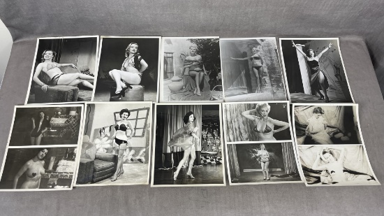 Vintage 1950's Original Burlesque Nude Pin Up Model Risque 8x10 Black and White Photographs