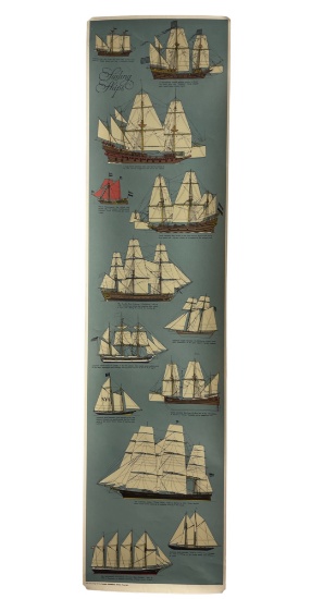 Vintage Original Trey Tychare Sailing Ships Poster