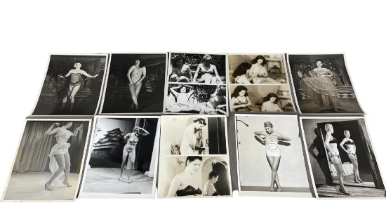 Vintage 1950's Original Burlesque Nude Pin Up Model Risque 8x10 Black and White Photographs
