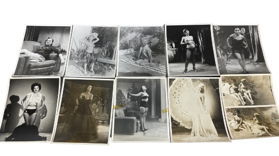 Vintage 1950's Original Burlesque Nude Pin Up Model Risque 8x10 Black and White Photographs