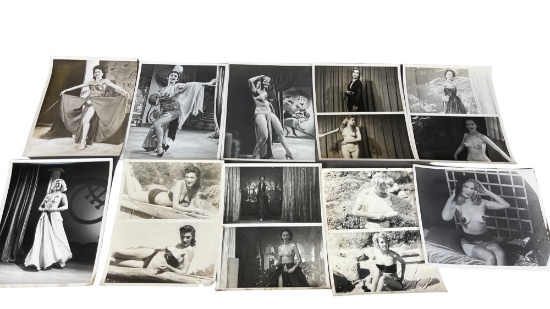 Vintage 1950's Original Burlesque Nude Pin Up Model Risque 8x10 Black and White Photographs