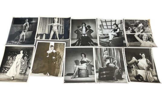 Vintage 1950's Original Burlesque Nude Pin Up Model Risque 8x10 Black and White Photographs