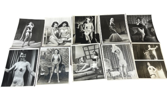Vintage 1950's Original Burlesque Nude Pin Up Model Risque 8x10 Black and White Photographs