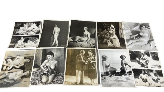 Vintage 1950's Original Burlesque Nude Pin Up Model Risque 8x10 Black and White Photographs