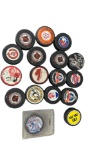 Vintage NHL Hockey Pucks From Various Teams & Championships