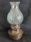 Vintage copper-bottomed oil lamp
