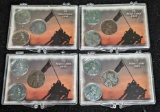 Four sets of WWII Steel Lincoln Cent coins