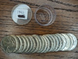 Full roll 1942 Walking Liberty Silver Half Dollar coins