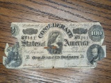 1864 $100 Confederate States paper money currency
