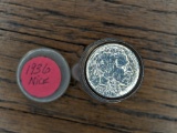 Full roll 1936 Buffalo Nickel coins