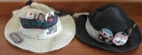 Pair of New Kids On The Block hats with pins