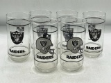Six vintage 1980's Los Angeles Raiders glasses by Libbey