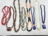VIntage gemstone and coral beaded necklaces