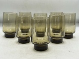 Eight vintage Libbey Tawny Smoke drinking glasses
